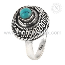 Лучшие продажи skyey бирюзовый драгоценный камень кольца ювелирные изделия стерлингового серебра 925 кольцо консигнант ювелирных изделий